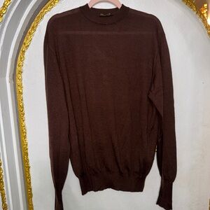 Loro Piana Brown Silk Cashmere Knit Sweater Italy Size 52